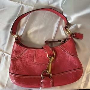 Coach Hampton coral leather clip hobo shoulder bag 10284
